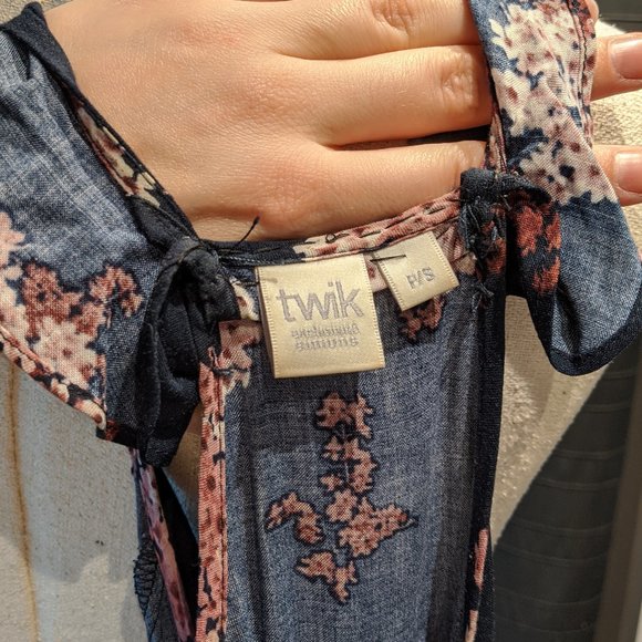 Twik Simons Lilac Print Midi/Maxi Ruffle Dress S/M - Picture 4 of 8